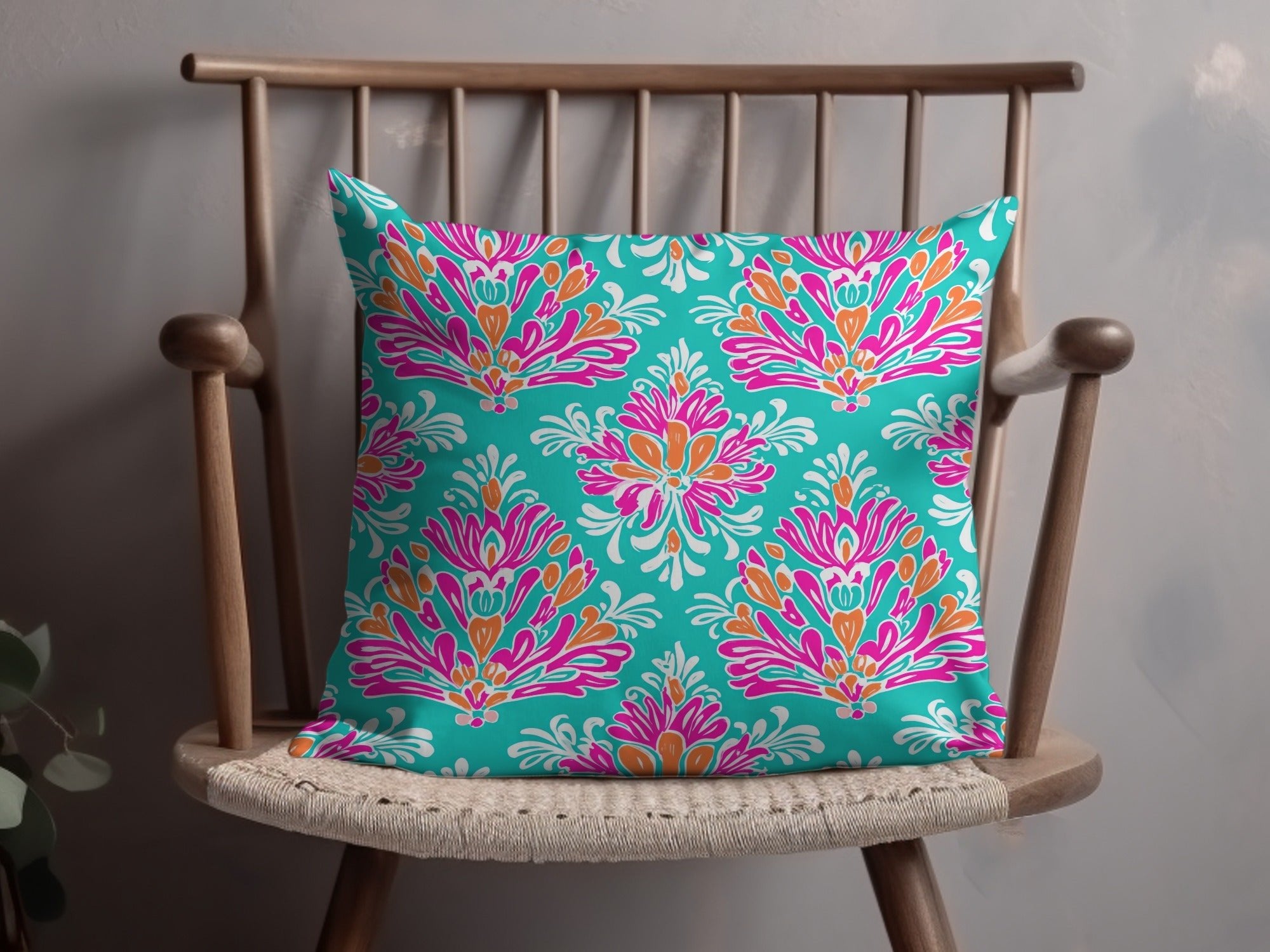 Teal Pink Damask Digital Paper, Seamless Pattern, Floral Repeat Pattern, Scrapbooking Paper, Commercial Use Digital Product - Moore and Mountain