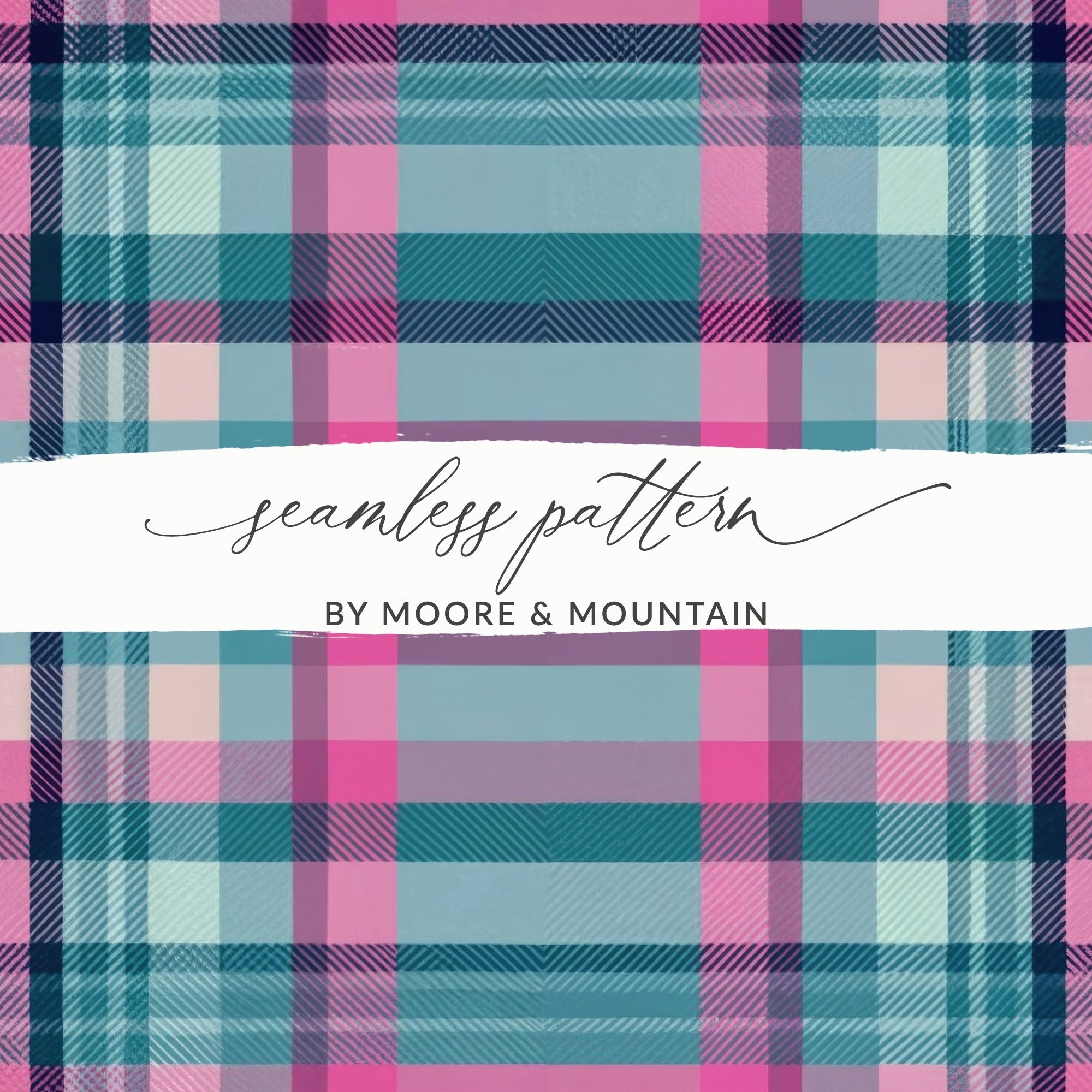 Teal Pink Plaid Digital Paper, Seamless Tartan Pattern, Commercial Use, Fabric Design, Scrapbook Paper, Digital Backgrounds - Moore and Mountain