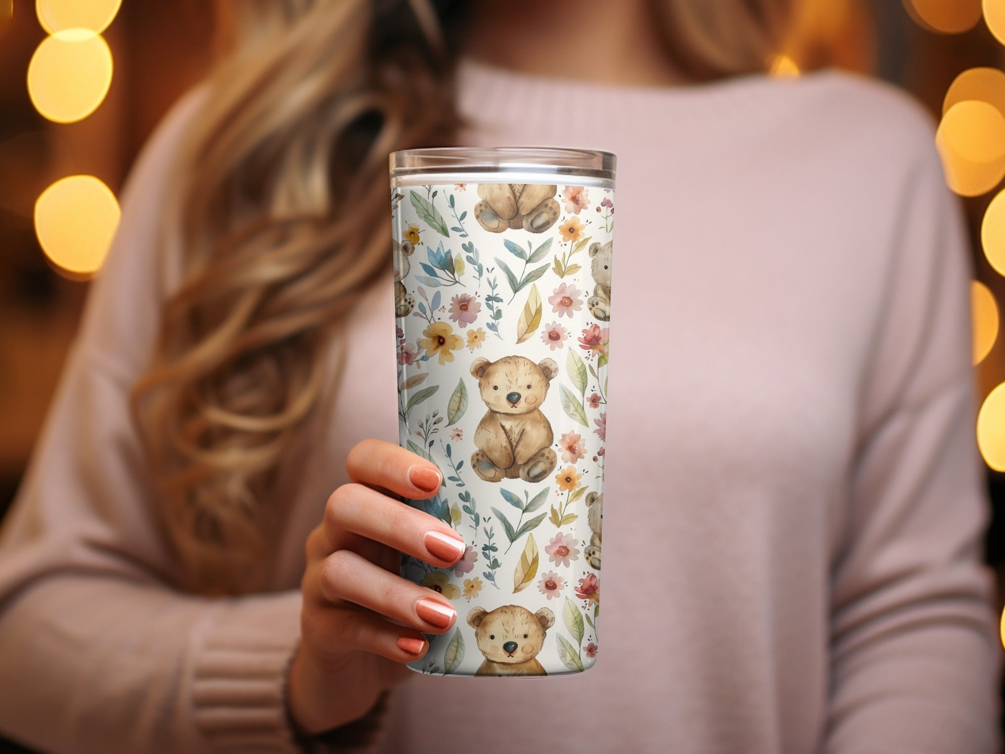 Teddy Bear Seamless Pattern, Floral Background, Digital Paper, Nursery Decor, Repeat Pattern, Cute Bear, Digital Download - Moore and Mountain