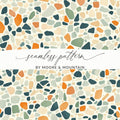 Terrazzo Digital Paper, Orange, Teal, Green Tile Pattern, Abstract Stone Texture, Neutral Background, Digital Download, Printable Paper - Moore and Mountain
