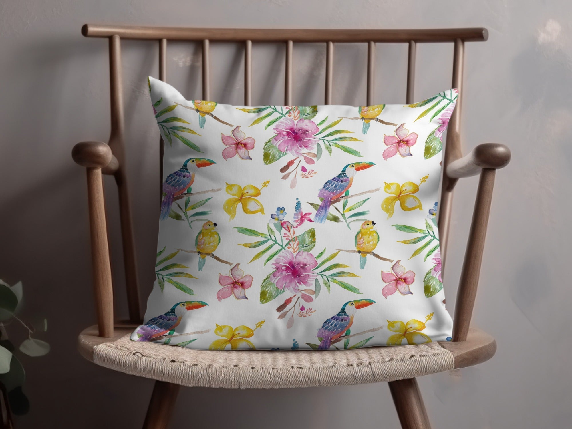 Tropical Birds Seamless Pattern Digital Paper, Watercolor Floral Digital Pattern, Hibiscus Flower, Toucan Parrot Pattern, Summer Design - Moore and Mountain