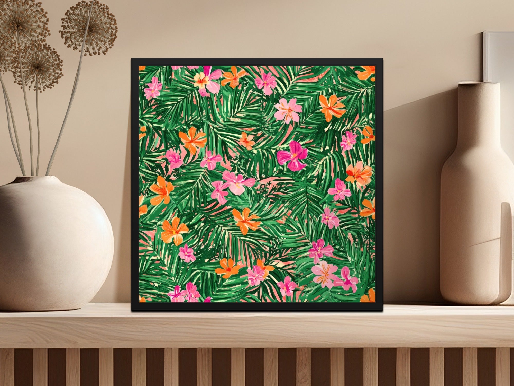 Tropical Floral Pattern, Seamless Palm Leaves, Digital Paper, Summer Flower, 2 JPEG Files, Scrapbook Paper, Printable Design, Fabric Design - Moore and Mountain