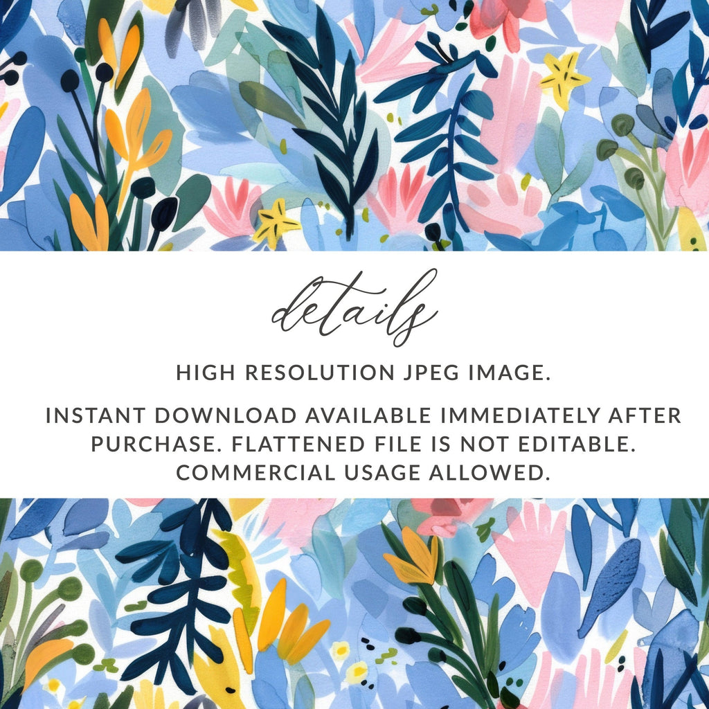 Tropical Floral Seamless Pattern Digital Paper, Watercolor Flowers Design, Printable Fabric Design, Botanical Pattern, Scrapbook Paper, Digital - Moore and Mountain