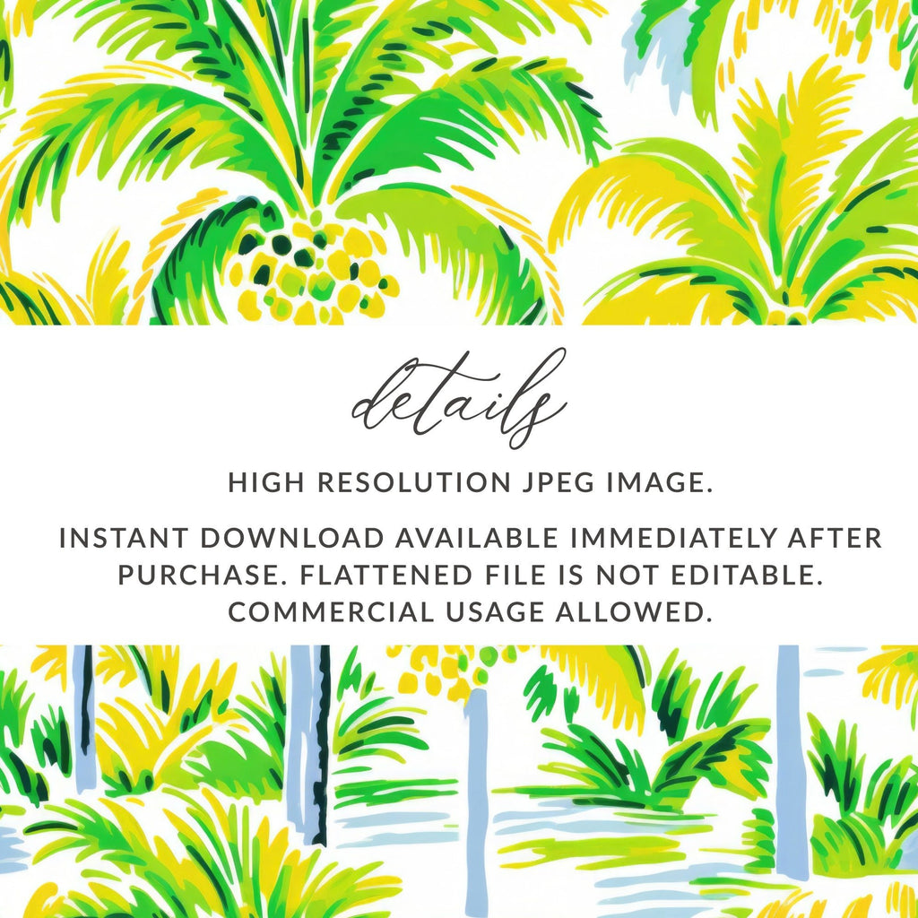 Tropical Palm Tree Pattern Digital Paper, Summer Vibe Seamless Backgrounds, Island Life Repeat Pattern Digital Download - Moore and Mountain