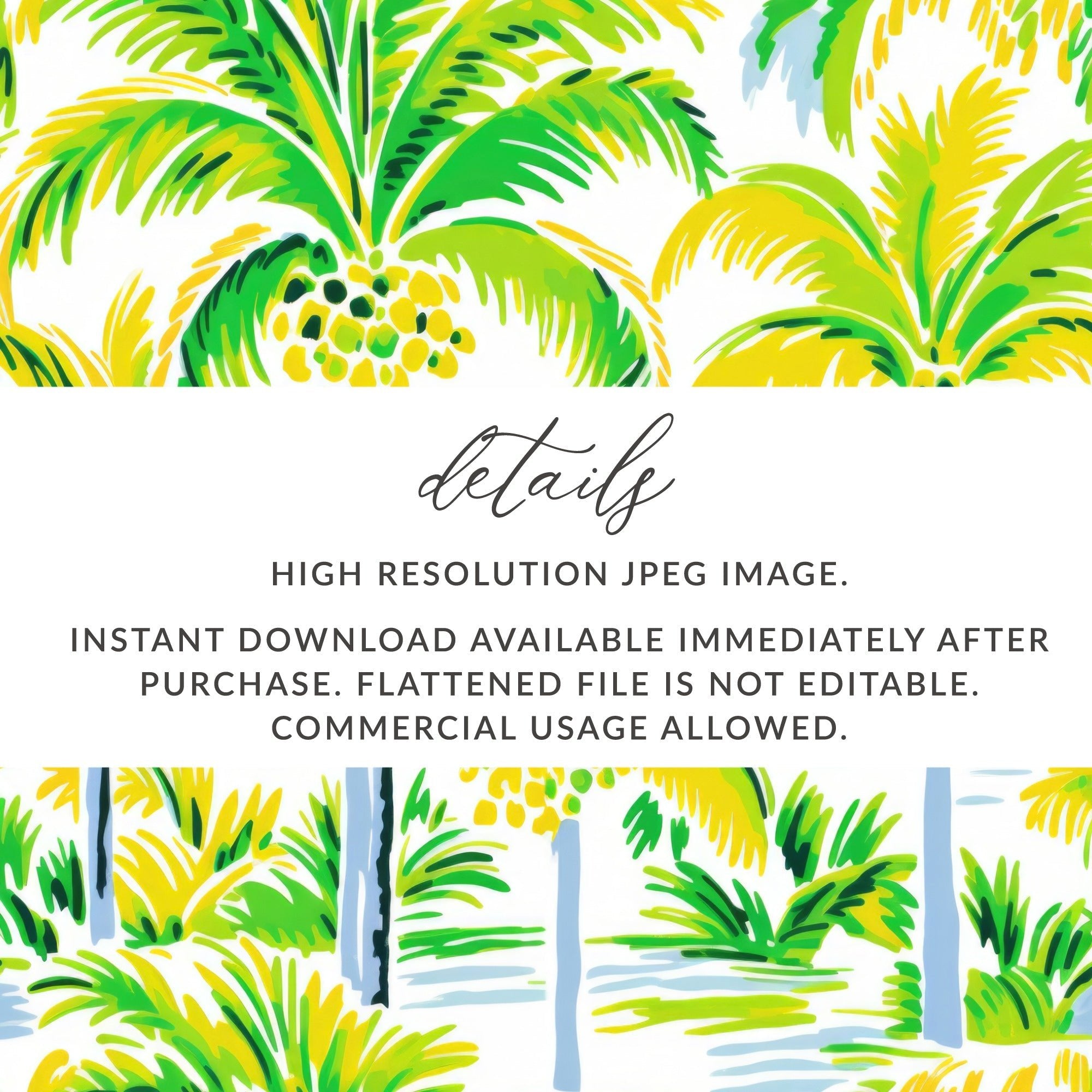 Tropical Palm Tree Pattern Digital Paper, Summer Vibe Seamless Backgrounds, Island Life Repeat Pattern Digital Download - Moore and Mountain