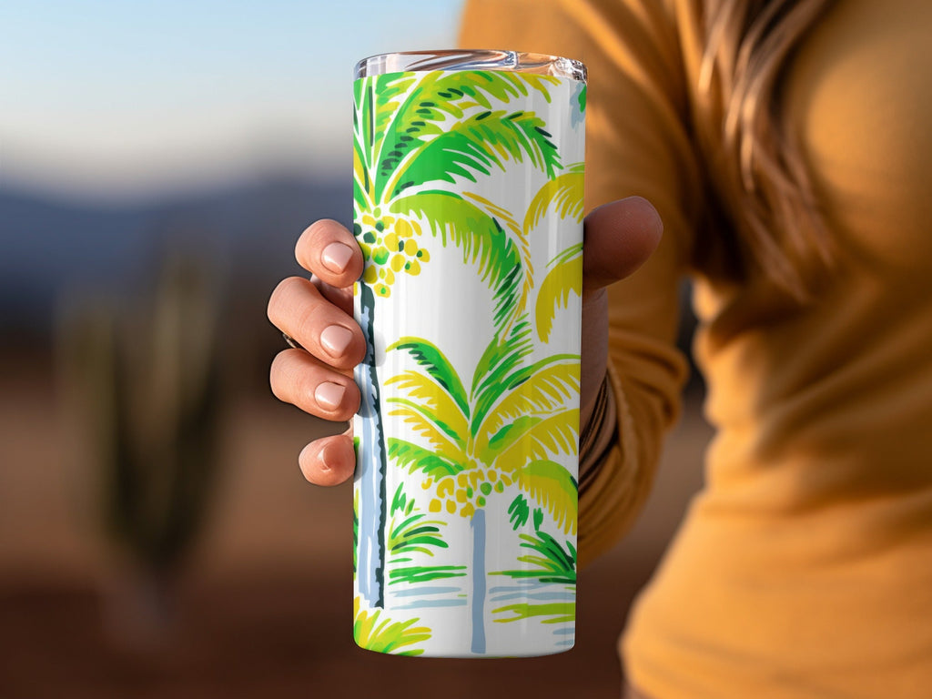 Tropical Palm Tree Pattern Digital Paper, Summer Vibe Seamless Backgrounds, Island Life Repeat Pattern Digital Download - Moore and Mountain