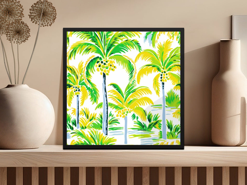 Tropical Palm Tree Pattern Digital Paper, Summer Vibe Seamless Backgrounds, Island Life Repeat Pattern Digital Download - Moore and Mountain