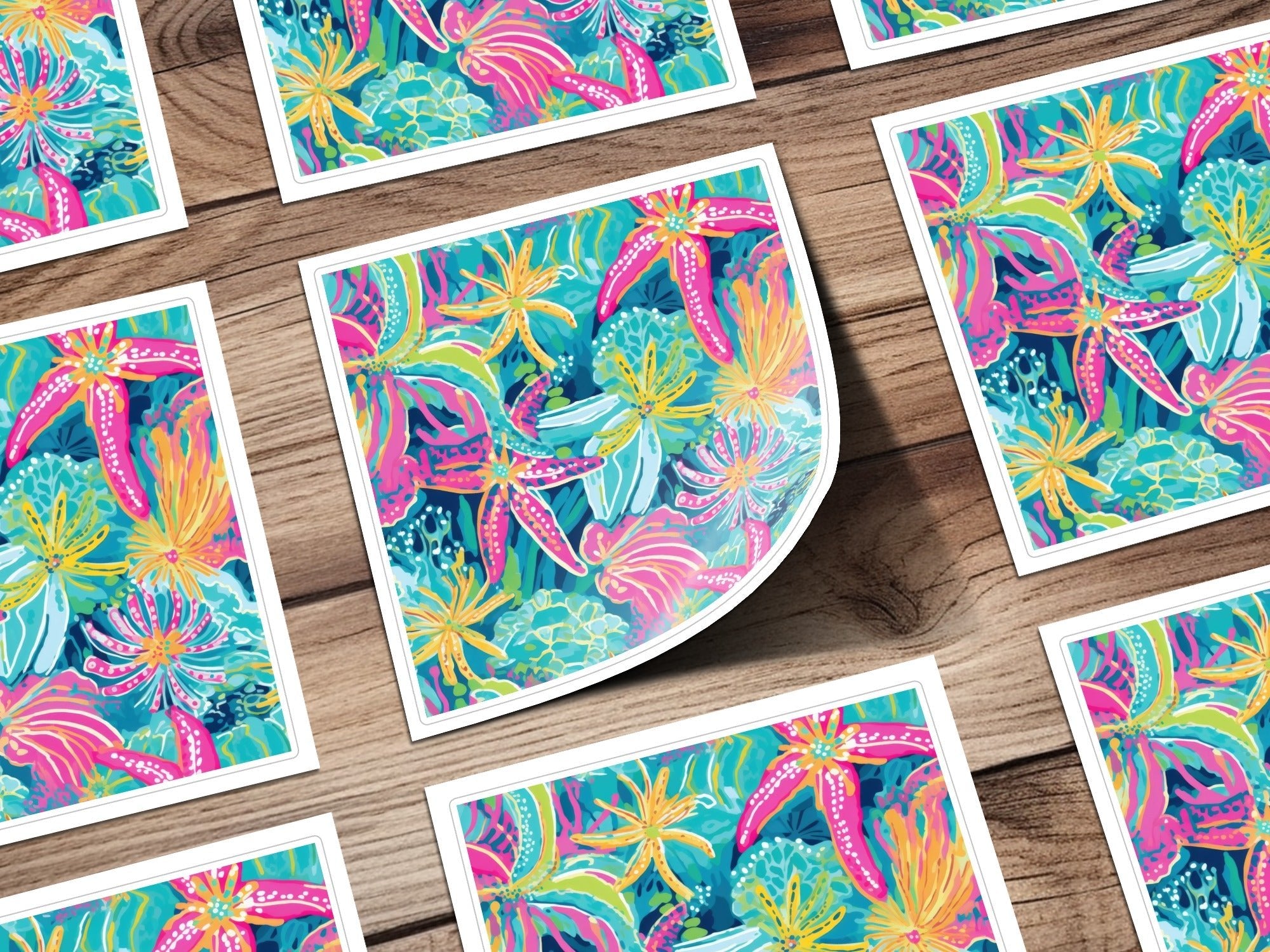 Tropical Starfish Digital Seamless Pattern, Vibrant Ocean Print, Bright Summer Texture, Digital Paper for Fabric, 12x12 JPEG File - Moore and Mountain