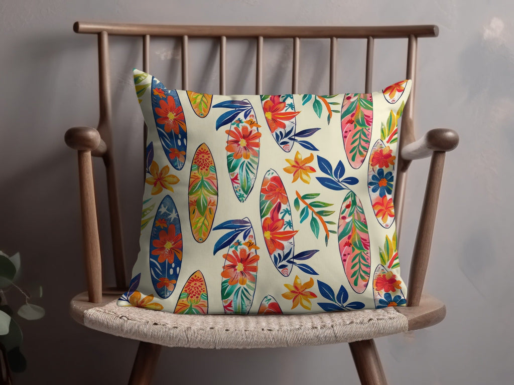 Tropical Surfboard Digital Paper, Floral Seamless Pattern, Summer Vibe, Surfing Clipart, Beach Pattern Digital, Hawaiian Design - Moore and Mountain