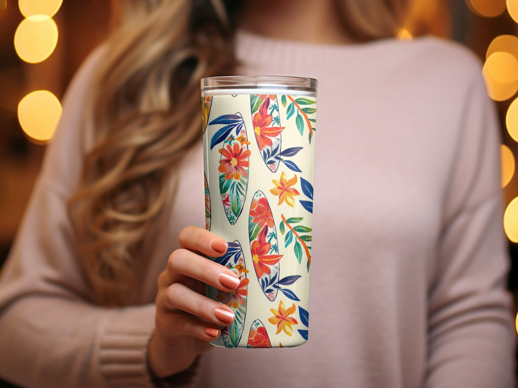 Tropical Surfboard Digital Paper, Floral Seamless Pattern, Summer Vibe, Surfing Clipart, Beach Pattern Digital, Hawaiian Design - Moore and Mountain