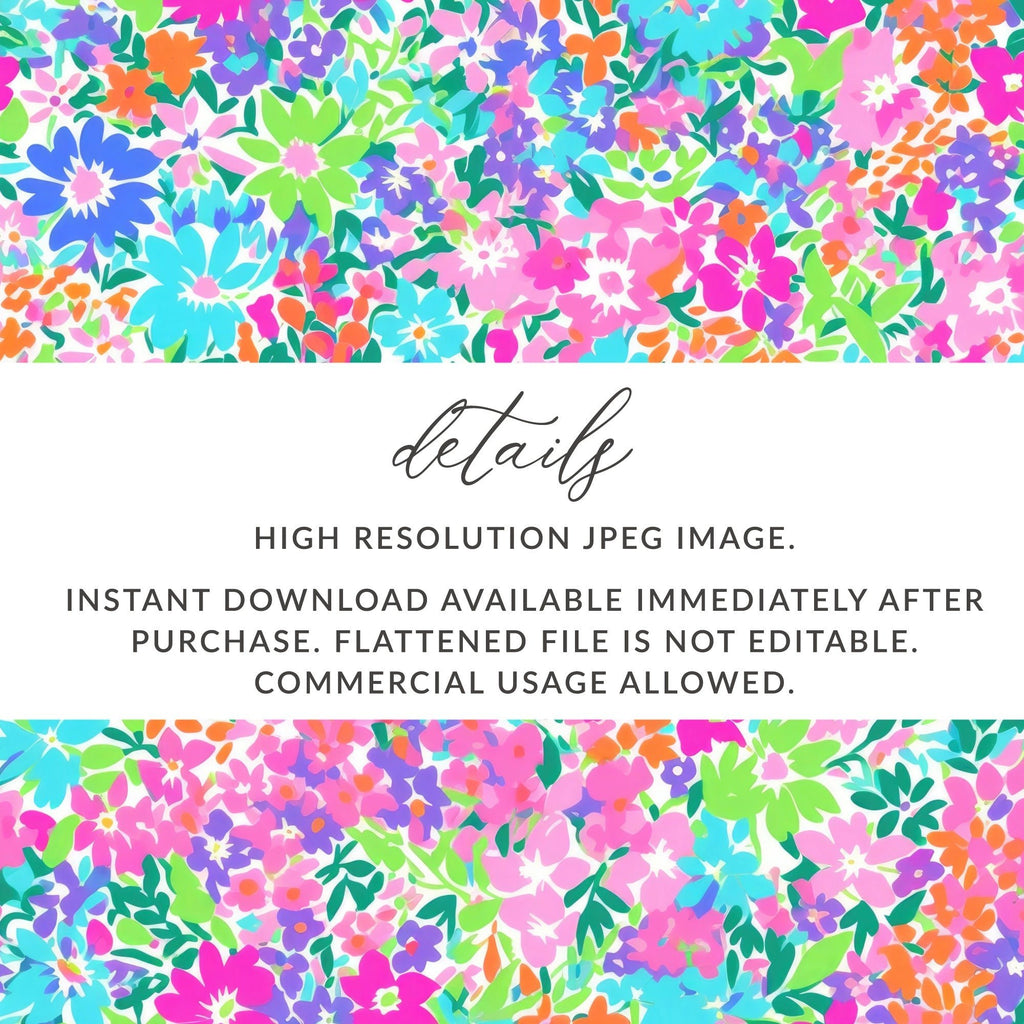 Vibrant Floral Pattern T-Shirt, Digital Download, Colorful Flower Design, Seamless Print, Fabric Design, Summer T-Shirt, Spring T-Shirt - Moore and Mountain