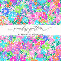 Vibrant Floral Pattern T-Shirt, Digital Download, Colorful Flower Design, Seamless Print, Fabric Design, Summer T-Shirt, Spring T-Shirt - Moore and Mountain