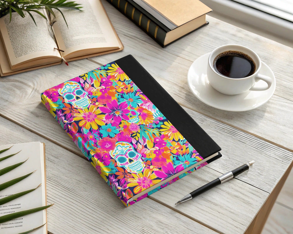 Vibrant Pink Sugar Skull Seamless Fall Pattern Digital - Moore and Mountain