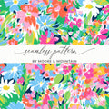 Vibrant Preppy Floral Ditsy Floral, Colorful Flowers Pattern, Seamless Repeat File, Commercial Use, Digital Download, Summer Flower Design - Moore and Mountain
