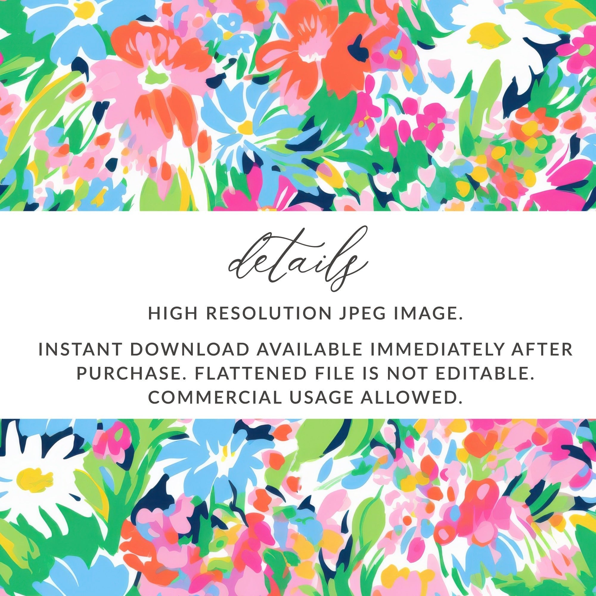 Vibrant Preppy Floral Ditsy Floral, Colorful Flowers Pattern, Seamless Repeat File, Commercial Use, Digital Download, Summer Flower Design - Moore and Mountain