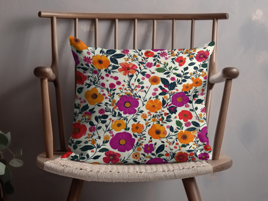 Vivid Floral Digital Print, Red Orange Purple Flowers, Summer Spring Pattern, Abstract Botanical Art, Trendy Design, Printable Wall Art - Moore and Mountain