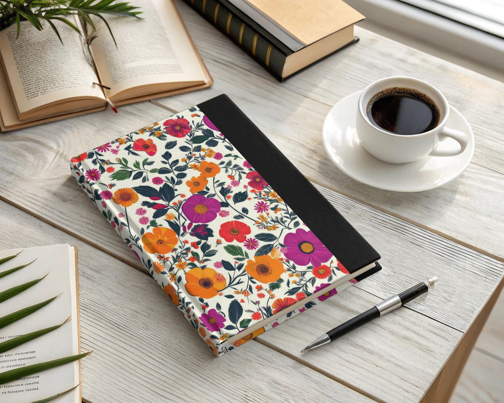 Vivid Floral Digital Print, Red Orange Purple Flowers, Summer Spring Pattern, Abstract Botanical Art, Trendy Design, Printable Wall Art - Moore and Mountain