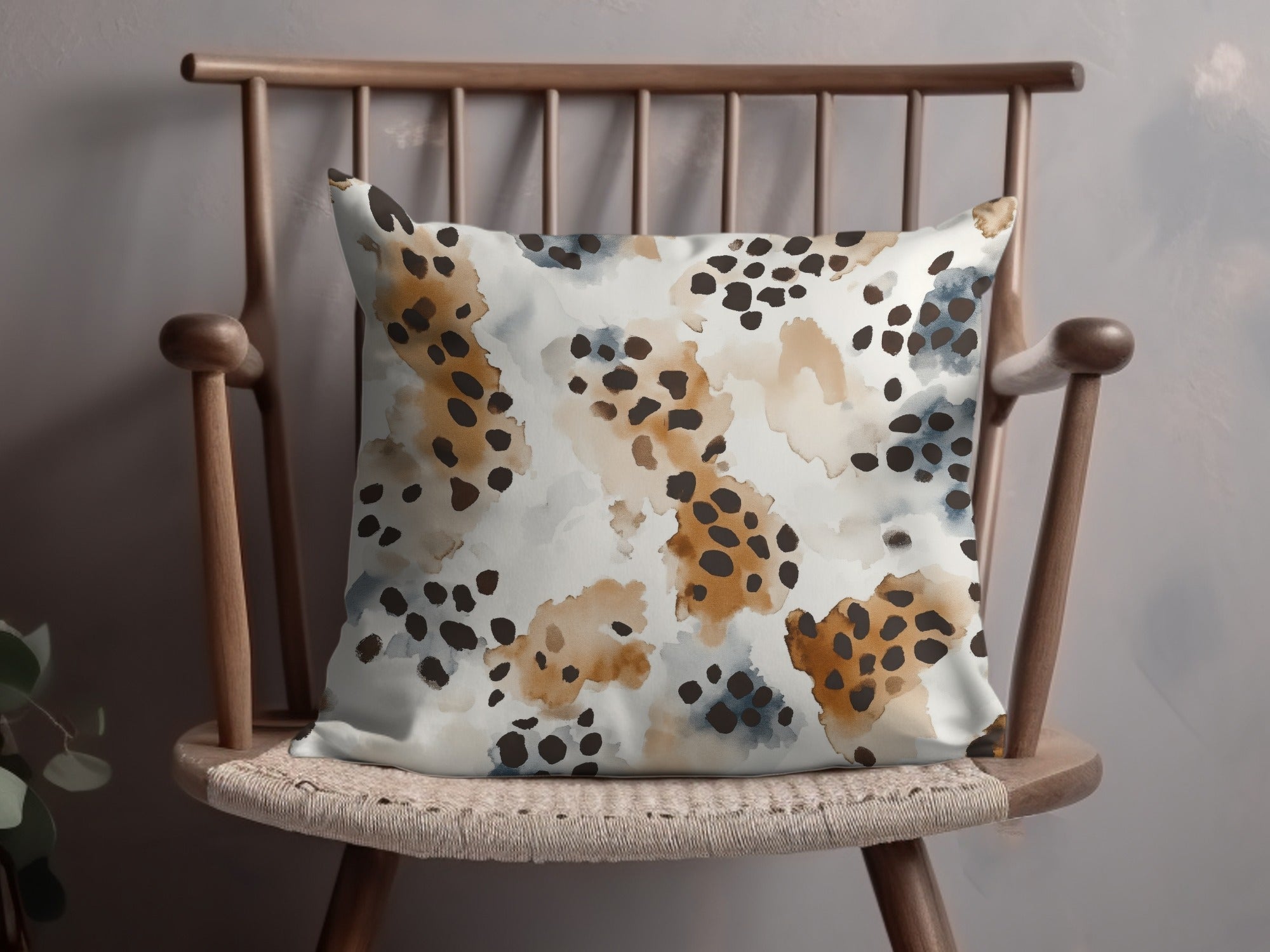 Watercolor Animal Print, Digital Paper, Seamless Pattern, Cheetah Spots, Boho Pattern, Brown Beige Blue Design, Digital Download - Moore and Mountain