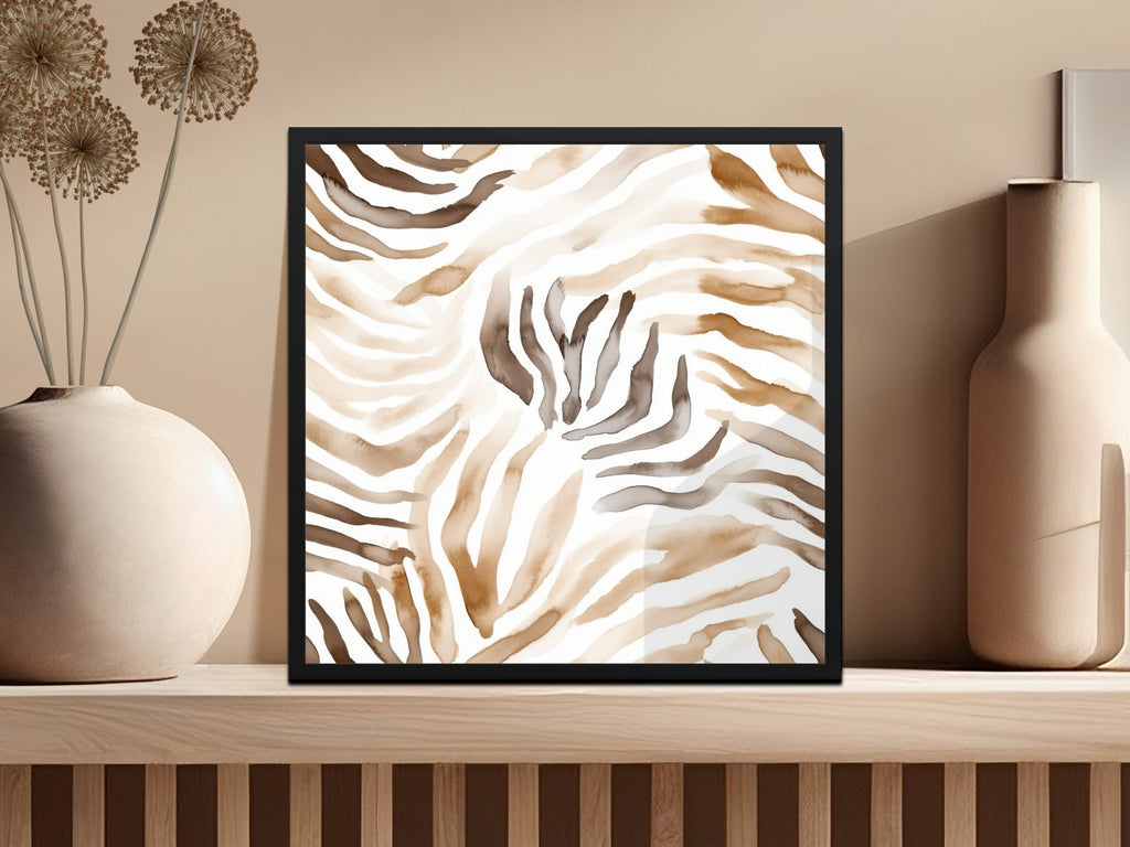 Watercolor Animal Print Digital, Seamless Zebra Pattern, Neutral Tone Design, Animal Stripes, Abstract Print, Repeat Pattern, Digital - Moore and Mountain