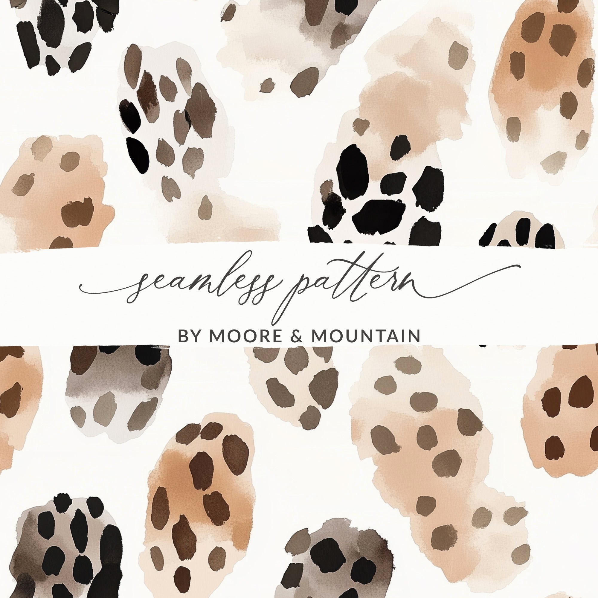 Watercolor Animal Print Seamless Digital Paper, Neutral Spots Pattern, Dalmatian Texture, Boho Print, Scrapbook Paper - Moore and Mountain