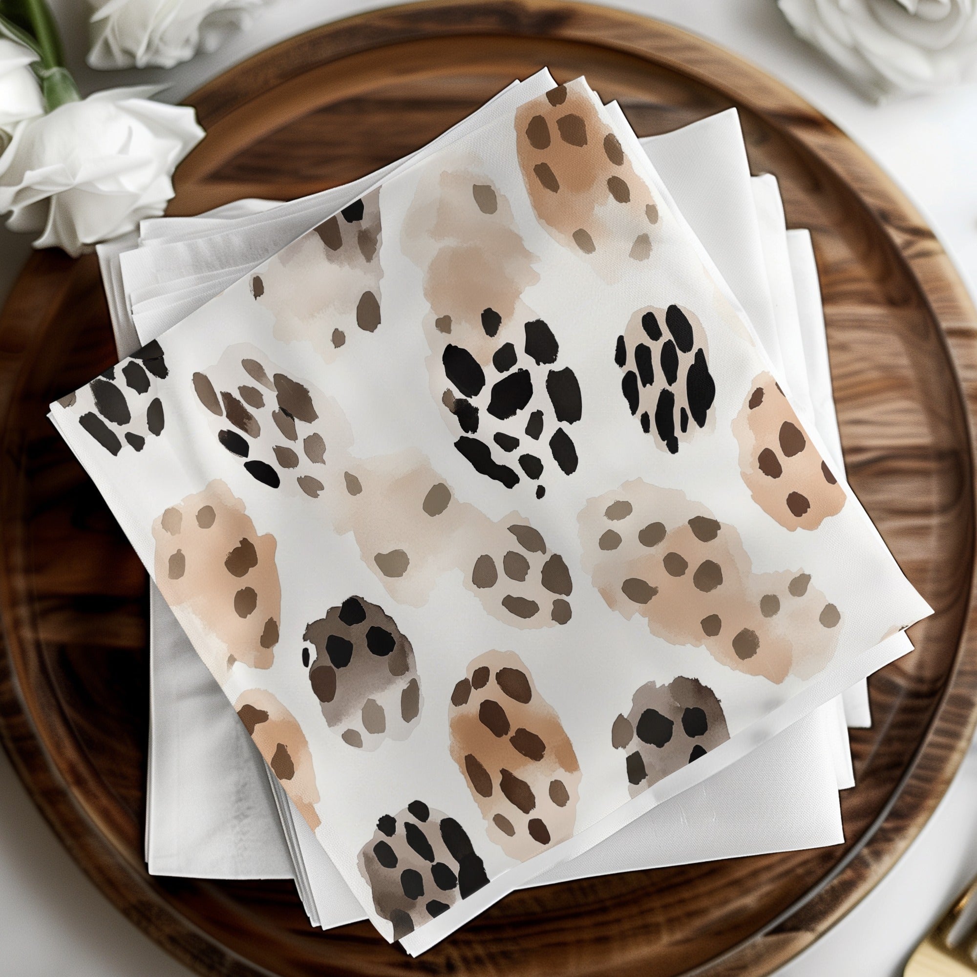 Watercolor Animal Print Seamless Digital Paper, Neutral Spots Pattern, Dalmatian Texture, Boho Print, Scrapbook Paper - Moore and Mountain