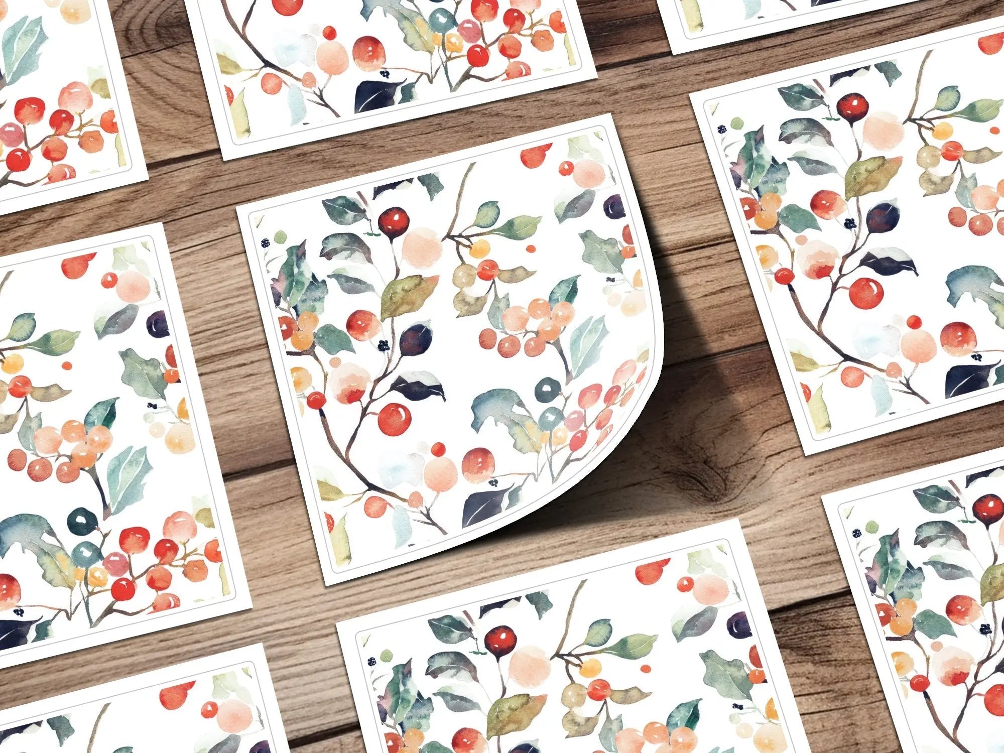 Watercolor Berries Digital Paper, Seamless Pattern, Fall Foliage Design, Printable Fabric Design, Scrapbook Paper, Berries, Autumn Theme - Moore and Mountain