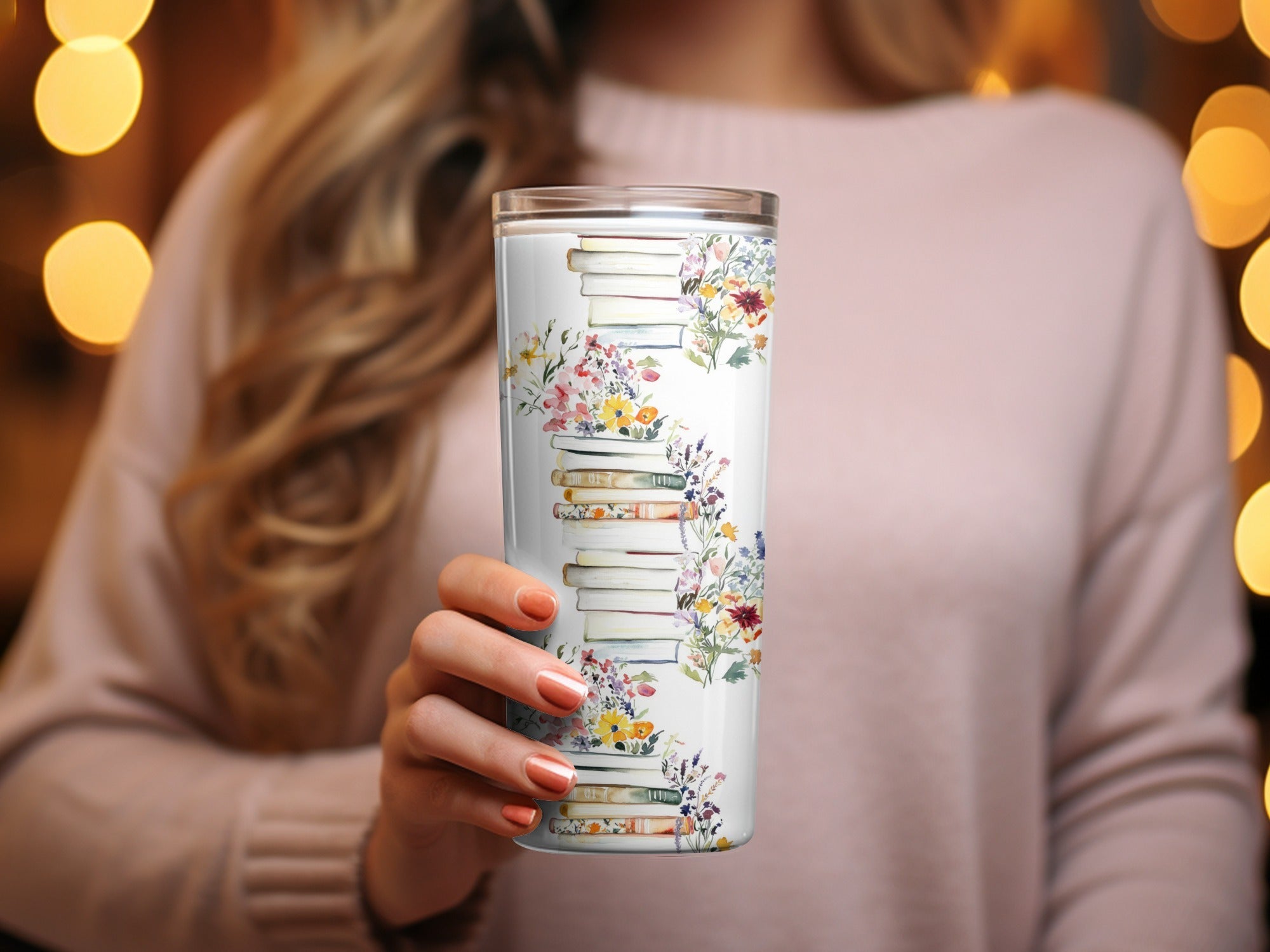 Watercolor Books and Flowers Digital Art, Floral Book Stack Illustration, Printable Wall Art, Pastel Botanical Clipart, Spring Download - Moore and Mountain