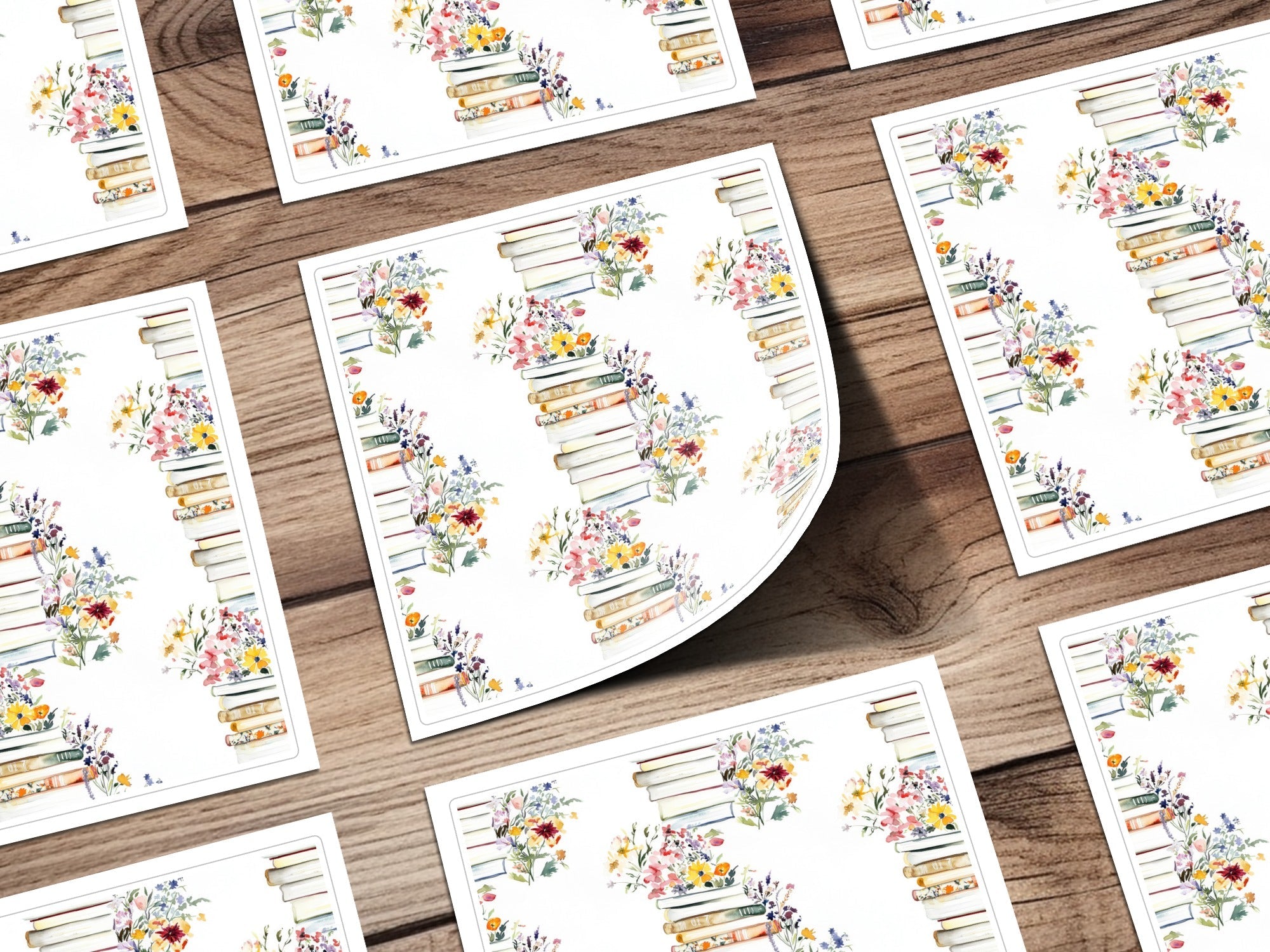 Watercolor Books and Flowers Digital Art, Floral Book Stack Illustration, Printable Wall Art, Pastel Botanical Clipart, Spring Download - Moore and Mountain