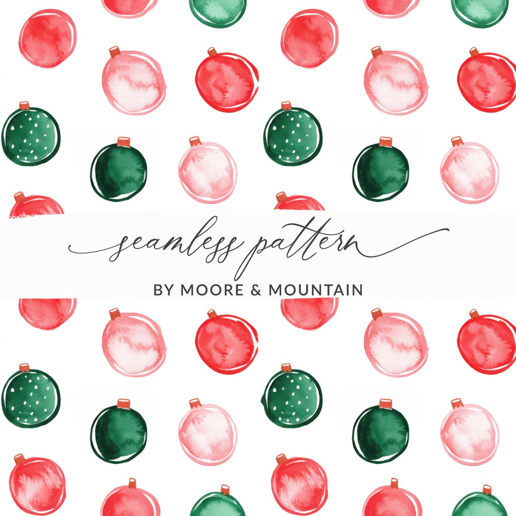 Watercolor Christmas Ornament Pattern Festive Season Digital - Moore and Mountain