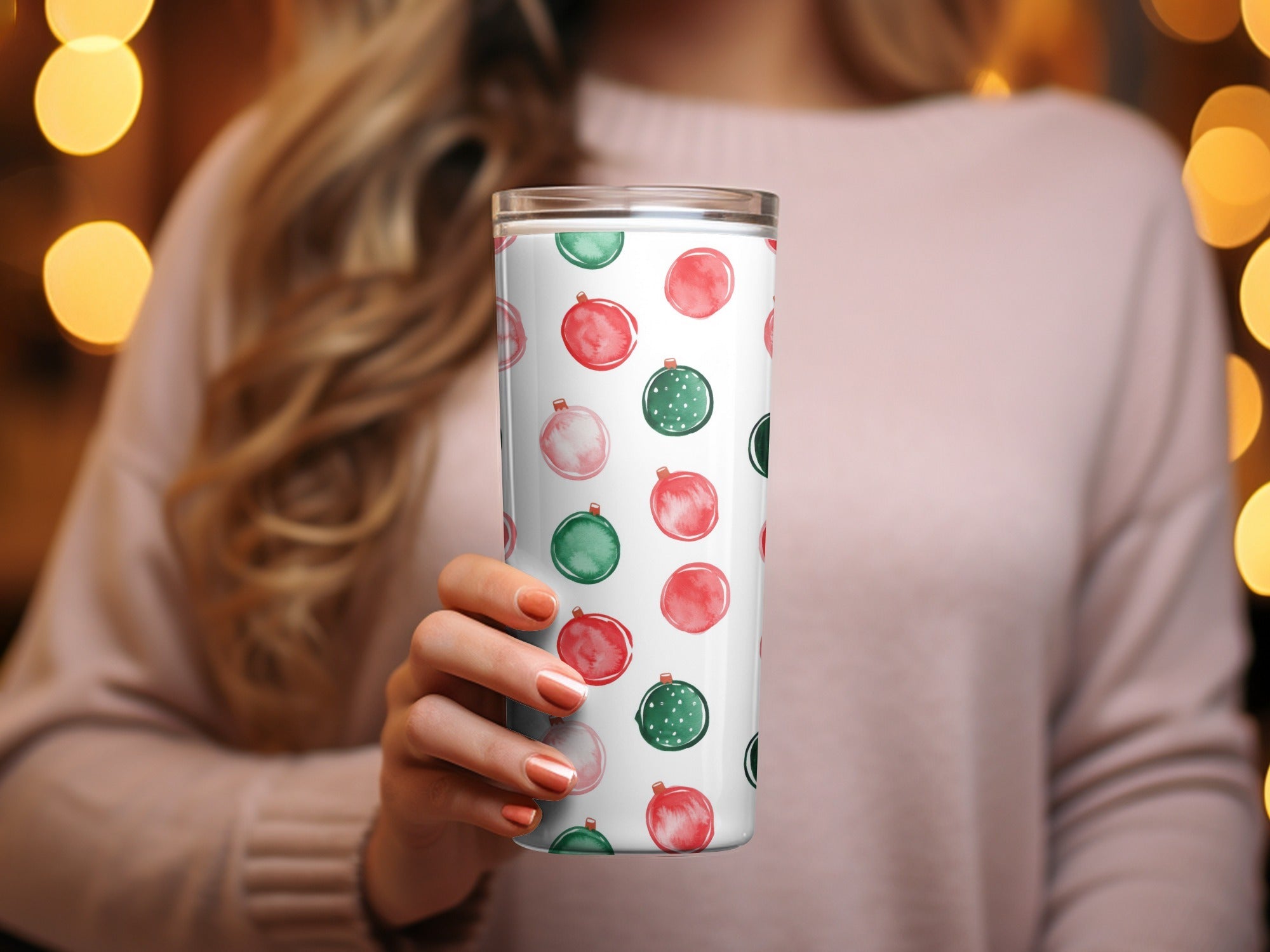 Watercolor Christmas Ornament Pattern Festive Season Digital - Moore and Mountain