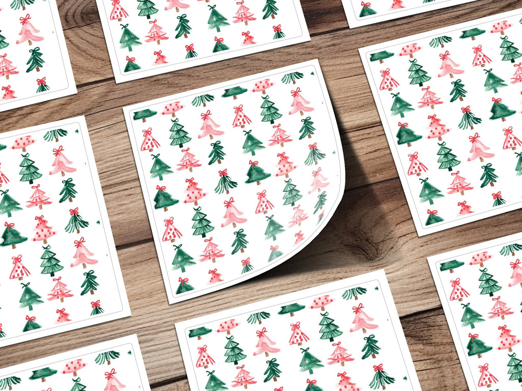 Watercolor Christmas Trees Pattern Festive Holiday Digital - Moore and Mountain