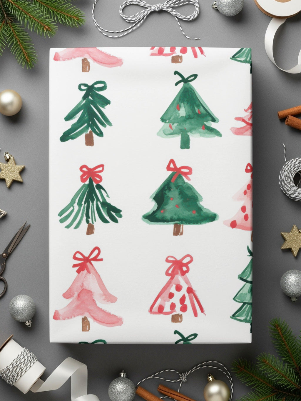 Watercolor Christmas Trees Pattern Festive Holiday Digital - Moore and Mountain