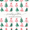 Watercolor Christmas Trees Pattern Festive Holiday Digital - Moore and Mountain