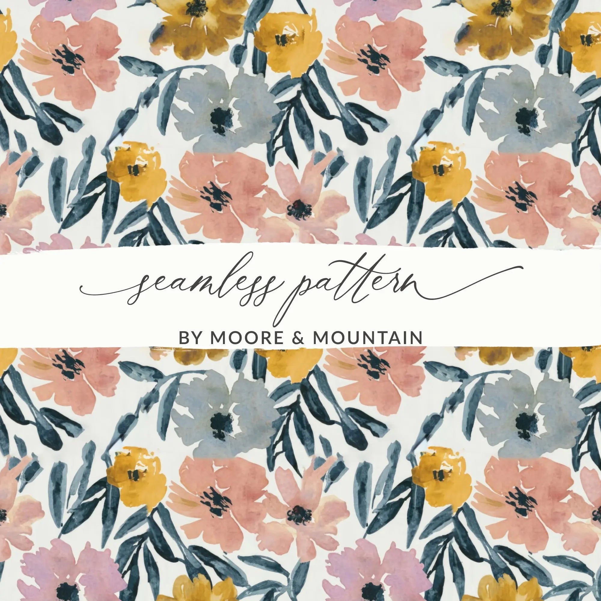Watercolor Ditsy Floral Pattern Digital Paper, Seamless Flower Design, Fabric Print, Scrapbooking, Digital Background, JPEG Download - Moore and Mountain