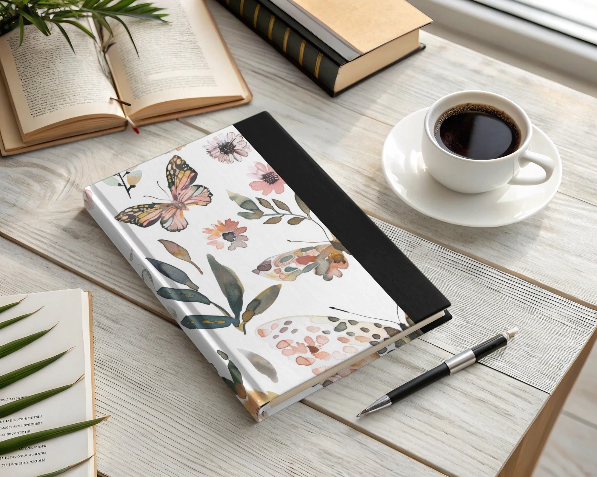 Watercolor Floral Butterflies Neutral Boho Summer Digital - Moore and Mountain