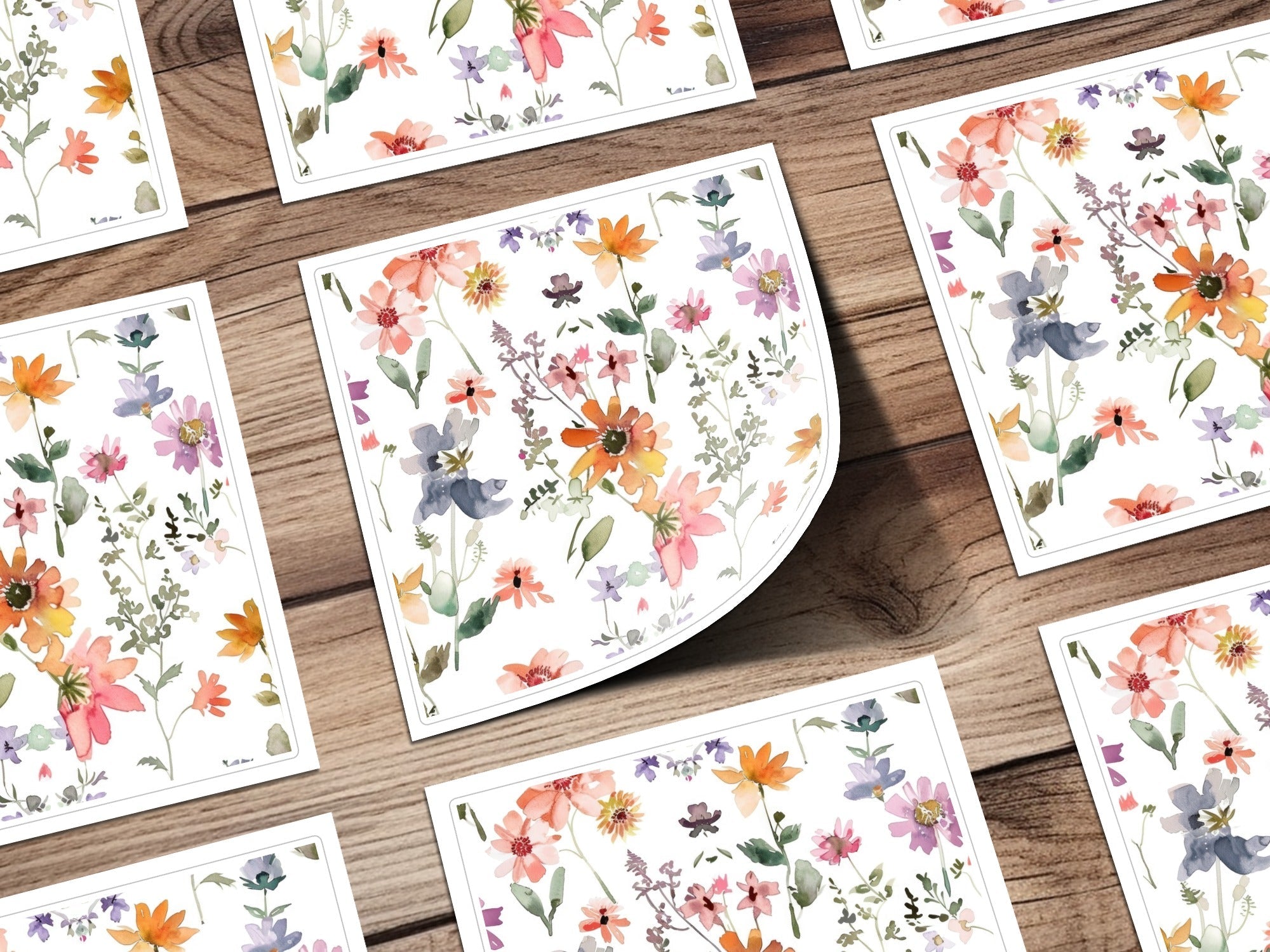 Watercolor Floral Digital Paper, Peach Orange Flower Pattern, Spring Flower Background, Ditsy Floral Pattern, Summer Digital Paper - Moore and Mountain