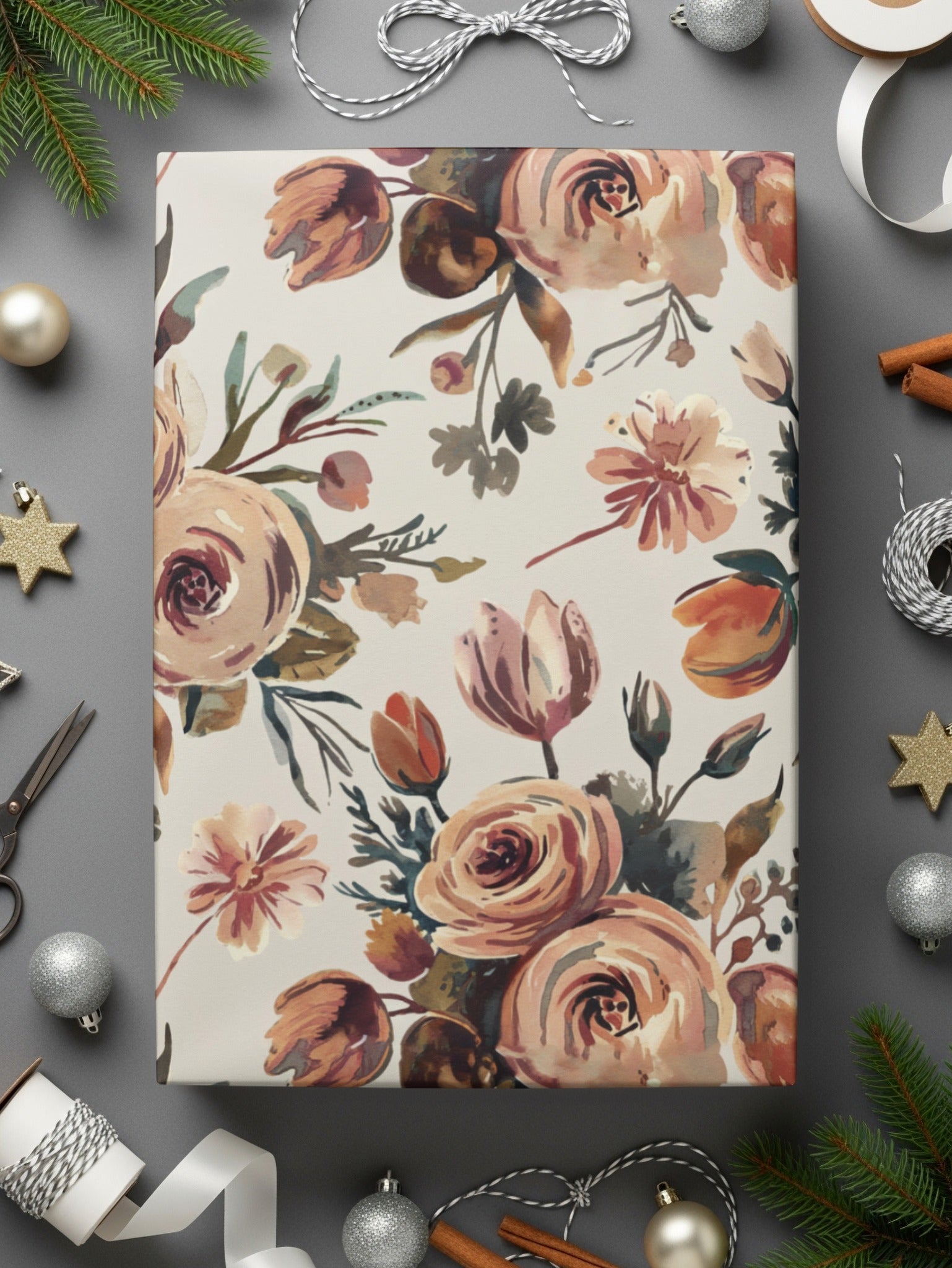 Watercolor Floral Digital Paper, Peach Rose Pattern, Abstract Flower Design, Seamless Surface Pattern, Printable Paper Pack, Scrapbook Paper - Moore and Mountain