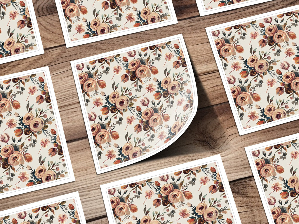 Watercolor Floral Digital Paper, Peach Rose Pattern, Abstract Flower Design, Seamless Surface Pattern, Printable Paper Pack, Scrapbook Paper - Moore and Mountain