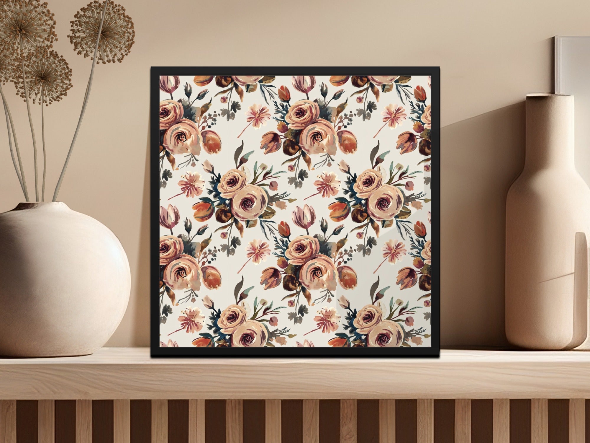 Watercolor Floral Digital Paper, Peach Rose Pattern, Abstract Flower Design, Seamless Surface Pattern, Printable Paper Pack, Scrapbook Paper - Moore and Mountain