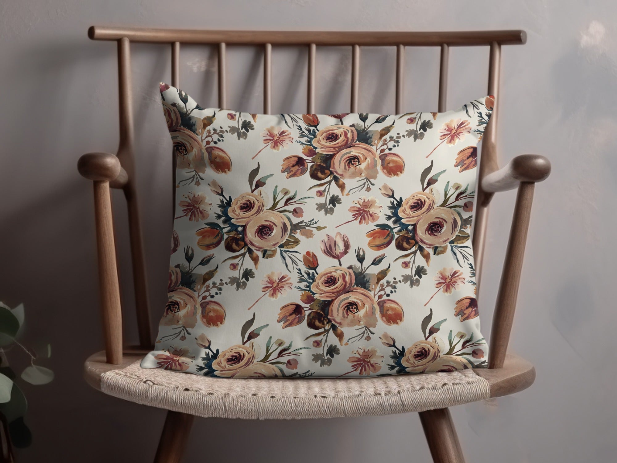 Watercolor Floral Digital Paper, Peach Rose Pattern, Abstract Flower Design, Seamless Surface Pattern, Printable Paper Pack, Scrapbook Paper - Moore and Mountain