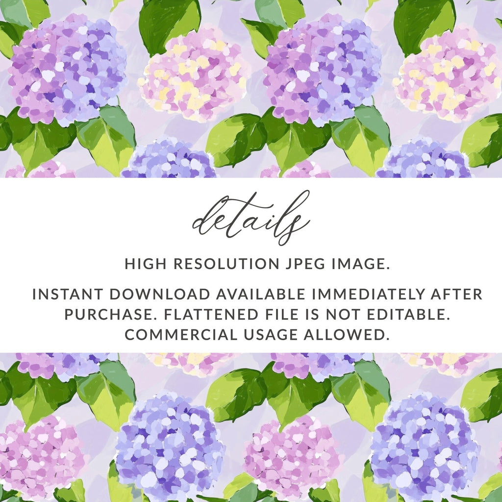 Watercolor Floral Digital Paper, Purple Pink Hydrangea Pattern, Abstract Seamless Texture, Spring Digital Download, Printable Paper - Moore and Mountain