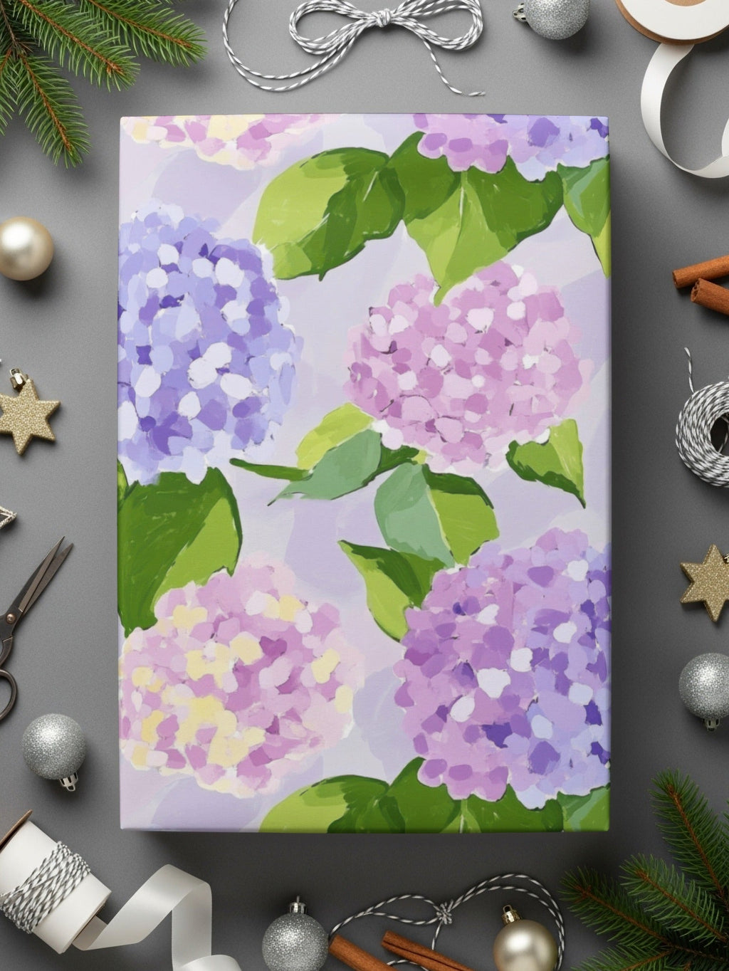 Watercolor Floral Digital Paper, Purple Pink Hydrangea Pattern, Abstract Seamless Texture, Spring Digital Download, Printable Paper - Moore and Mountain