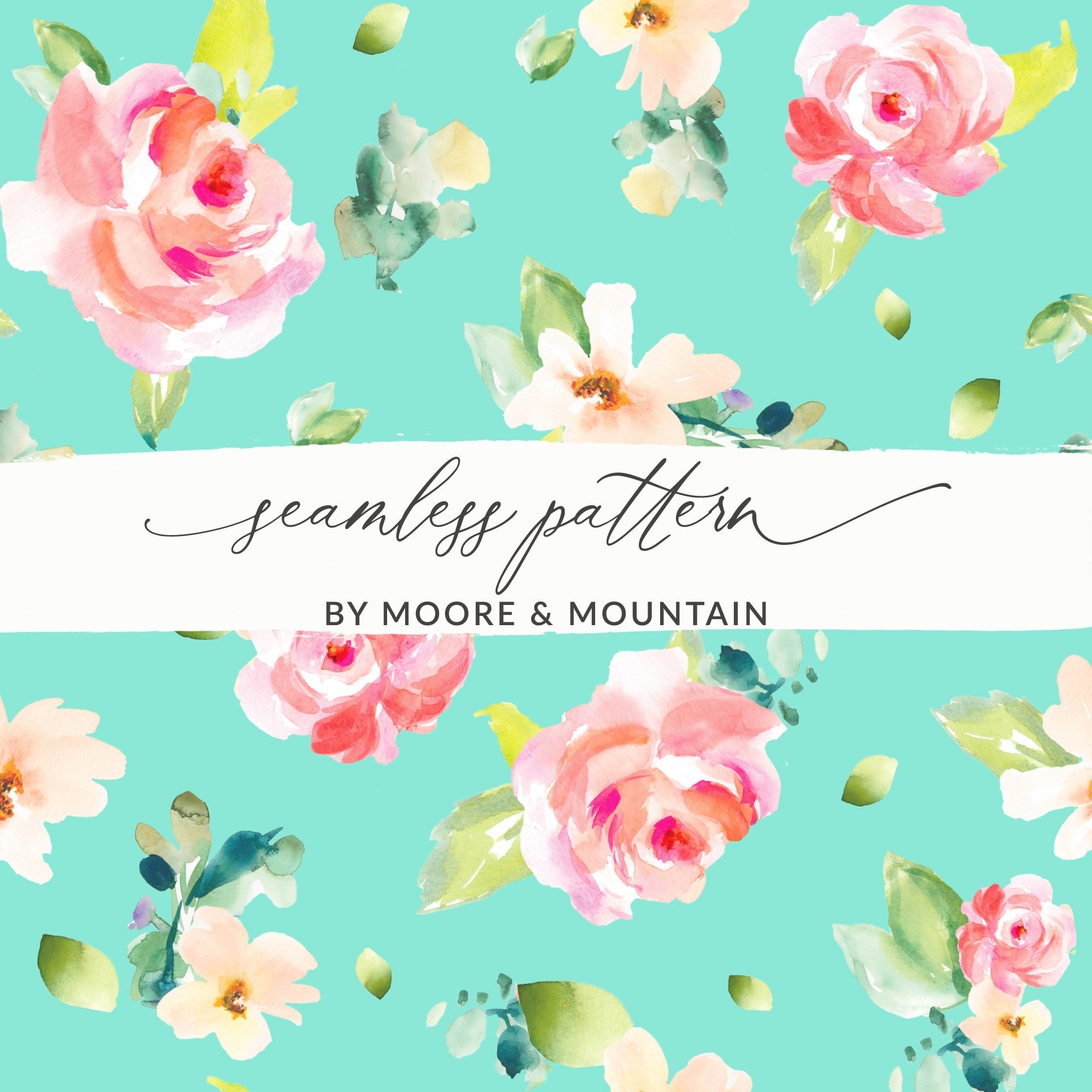 Watercolor Floral Digital Paper, Seamless Pattern, Flower Background, Printable Paper, Commercial Use, Digital Download - Moore and Mountain