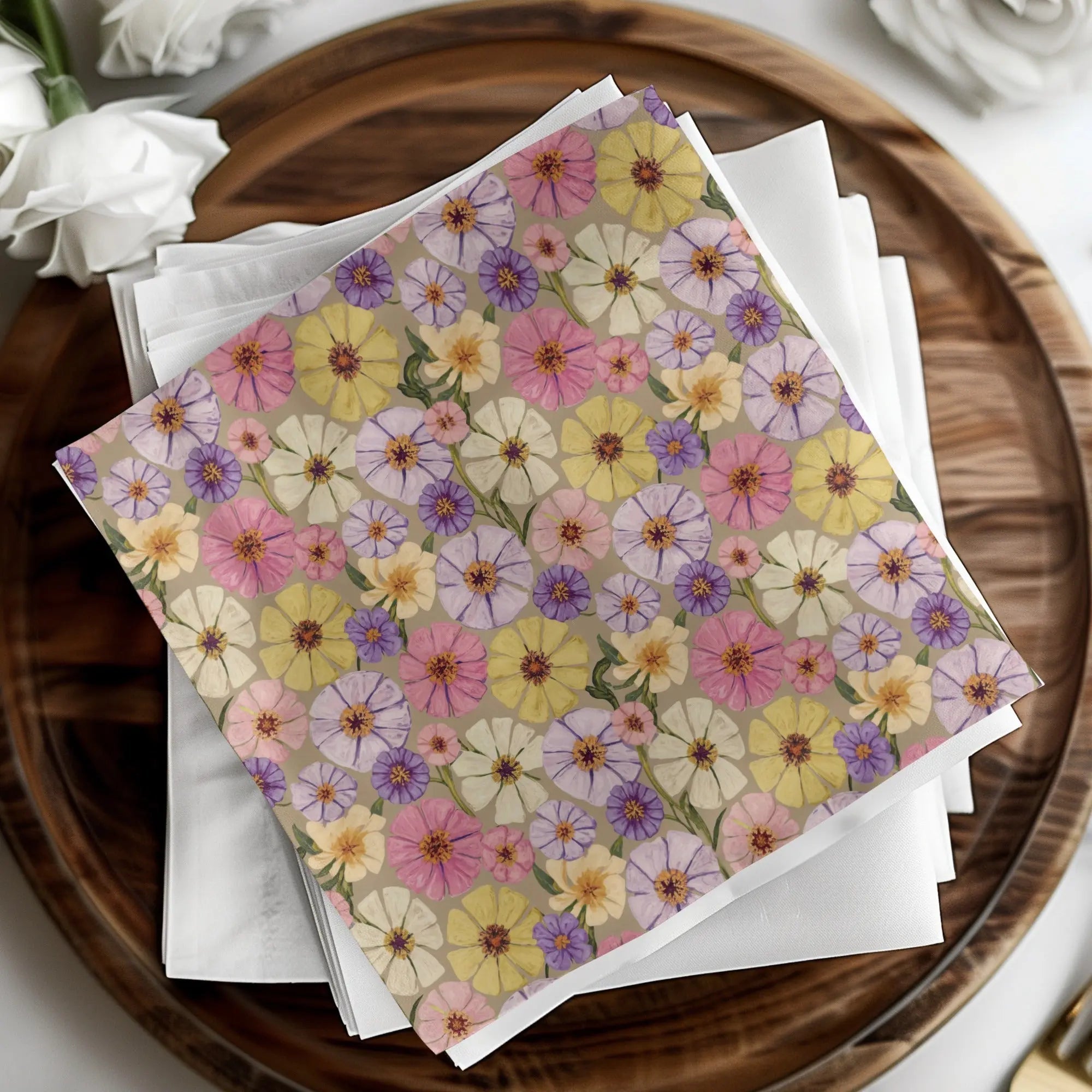 Watercolor Floral Digital Seamless Pattern, Zinnia Flower Designs, Pastel Color Prints, Fabric Designs, Digital Paper, Commercial Use - Moore and Mountain