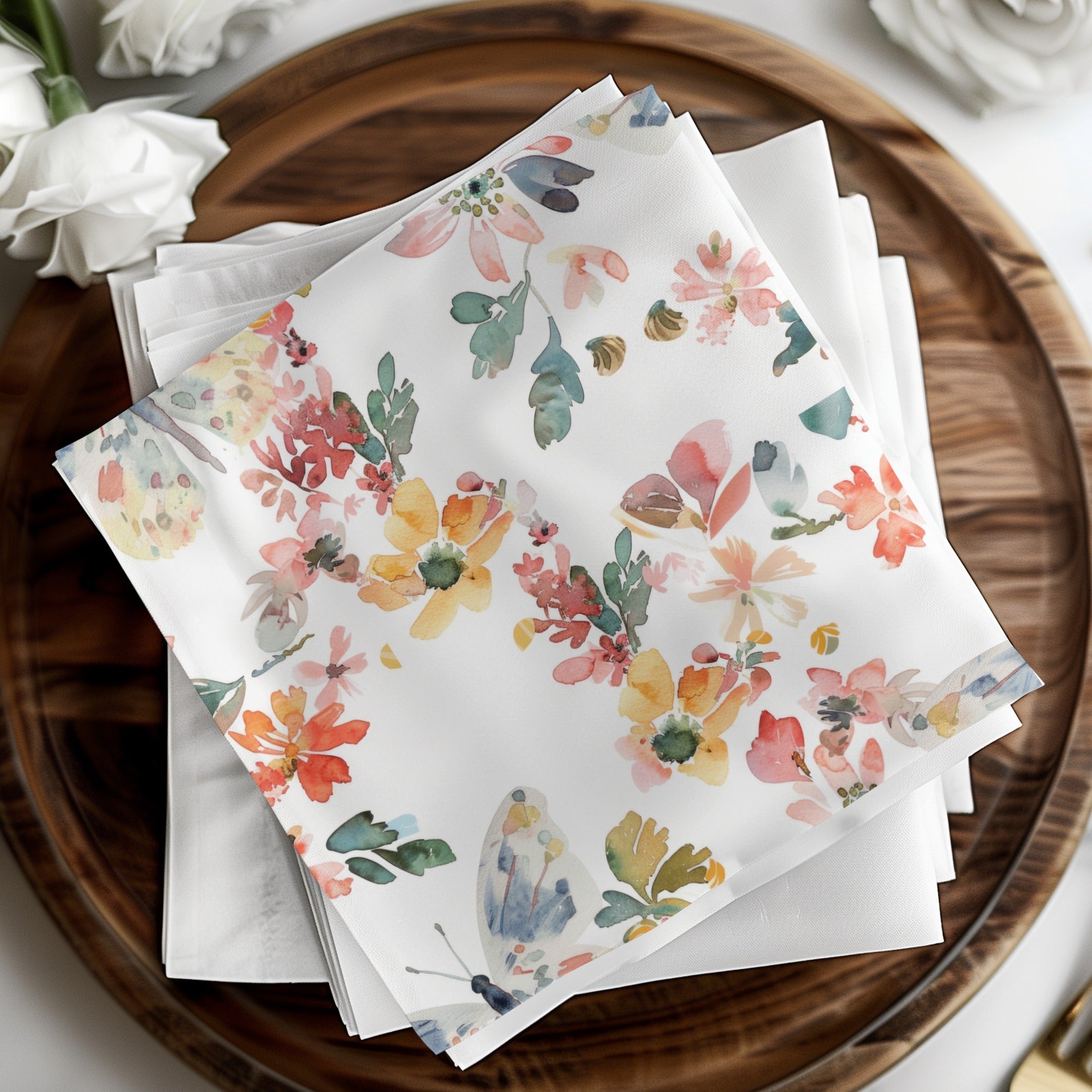 Watercolor Floral Light Blue Butterflies Seamless Pattern Digital - Moore and Mountain