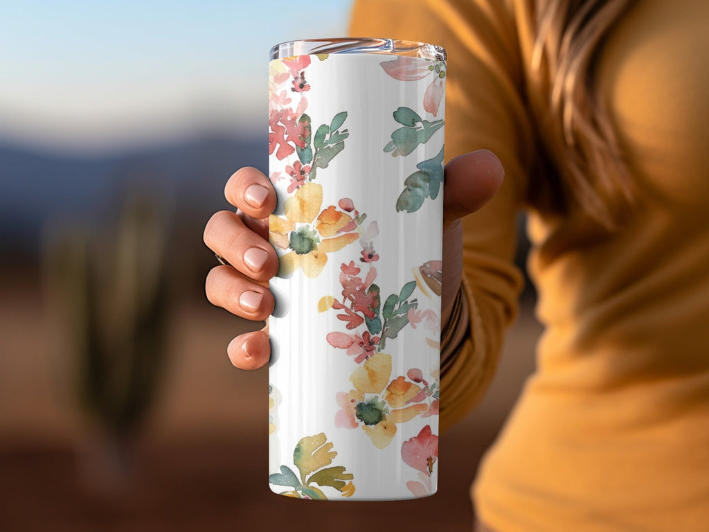 Watercolor Floral Light Blue Butterflies Seamless Pattern Digital - Moore and Mountain