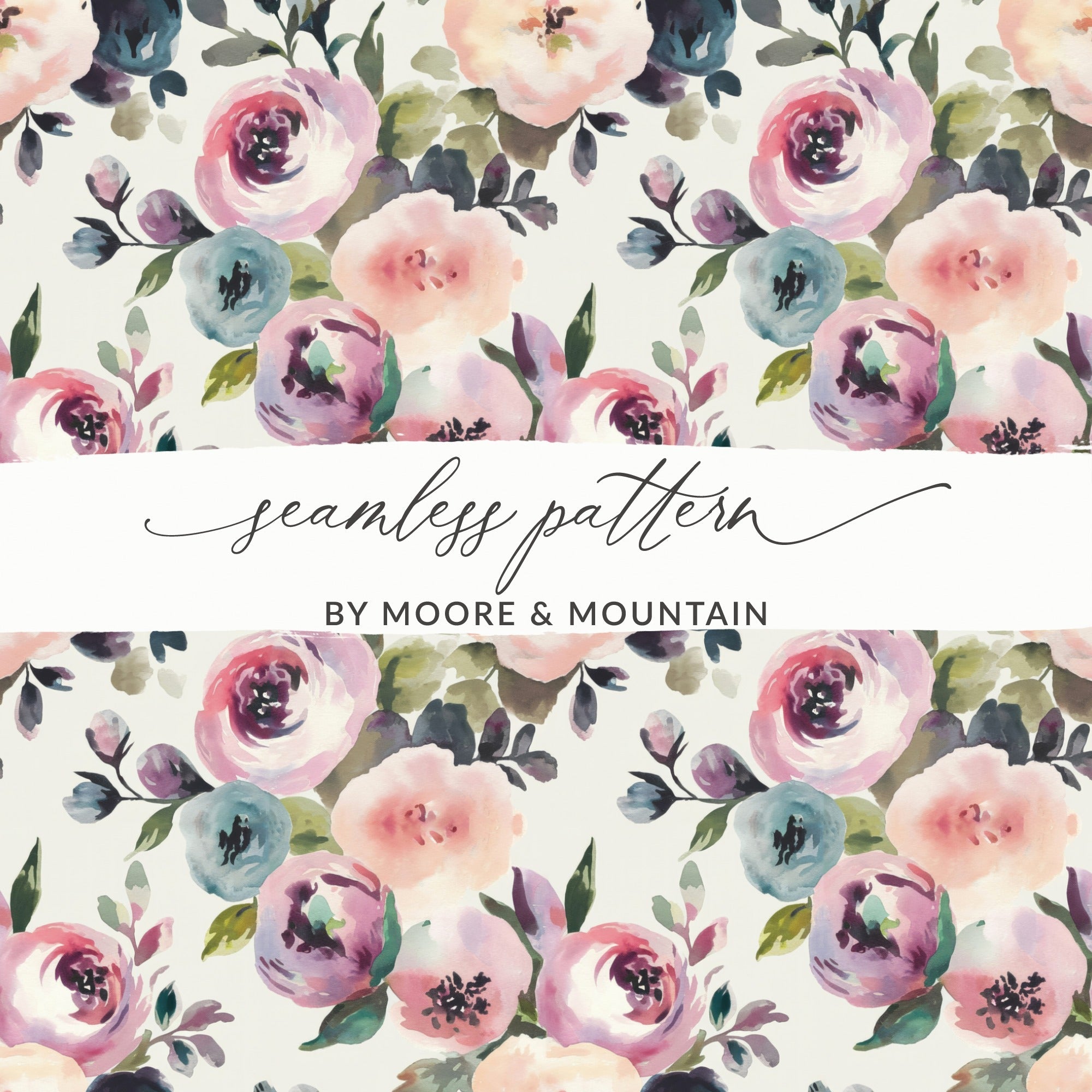 Watercolor Floral Pattern, Digital Paper, Seamless Flower Design, Fabric Print, Scrapbook Paper, Pastel Flowers, Floral Background - Moore and Mountain