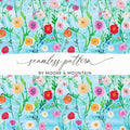Watercolor Floral Pattern, Digital Paper, Seamless Flower Design, Springtime Print, Background Texture, Fabric Design, Digital Download - Moore and Mountain