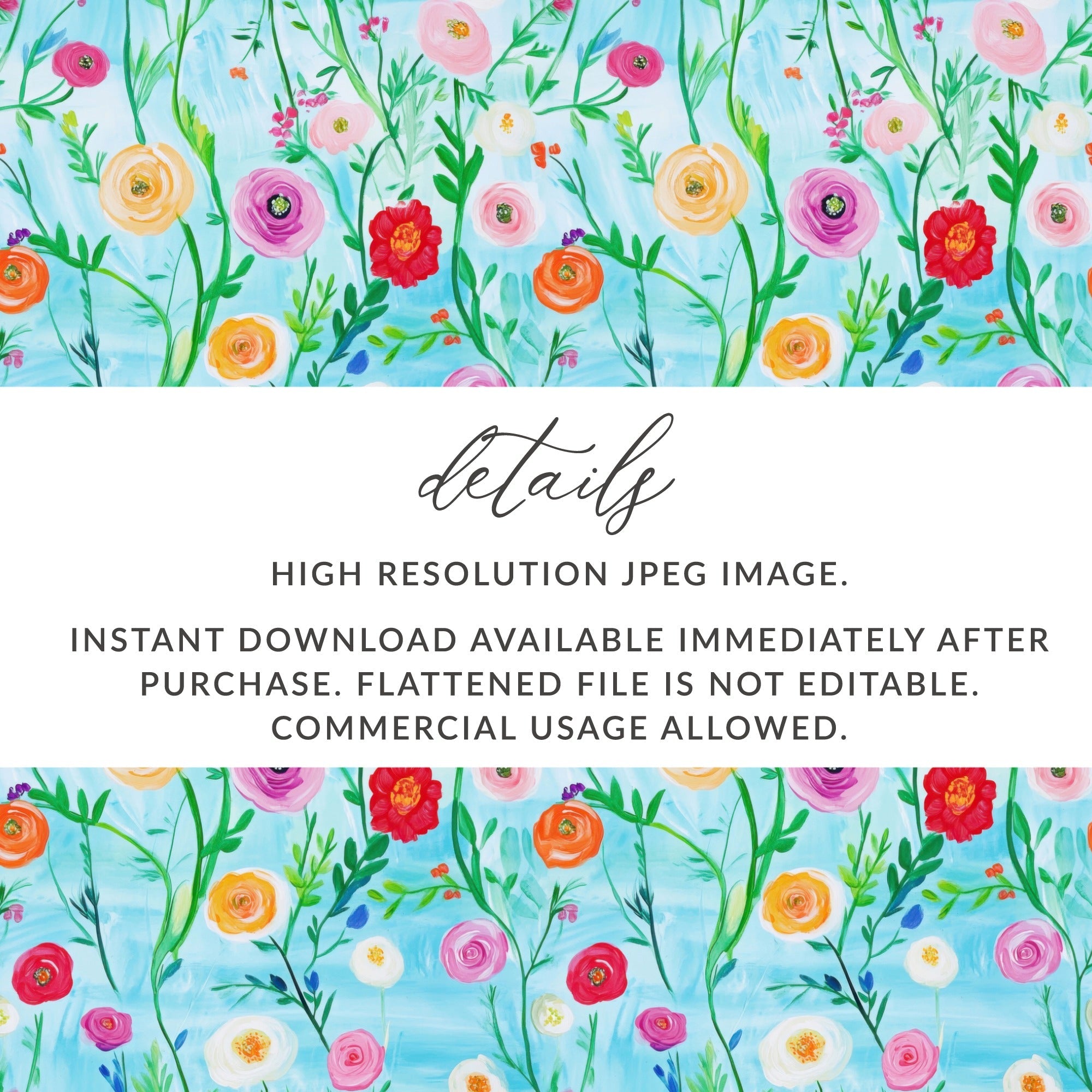 Watercolor Floral Pattern, Digital Paper, Seamless Flower Design, Springtime Print, Background Texture, Fabric Design, Digital Download - Moore and Mountain