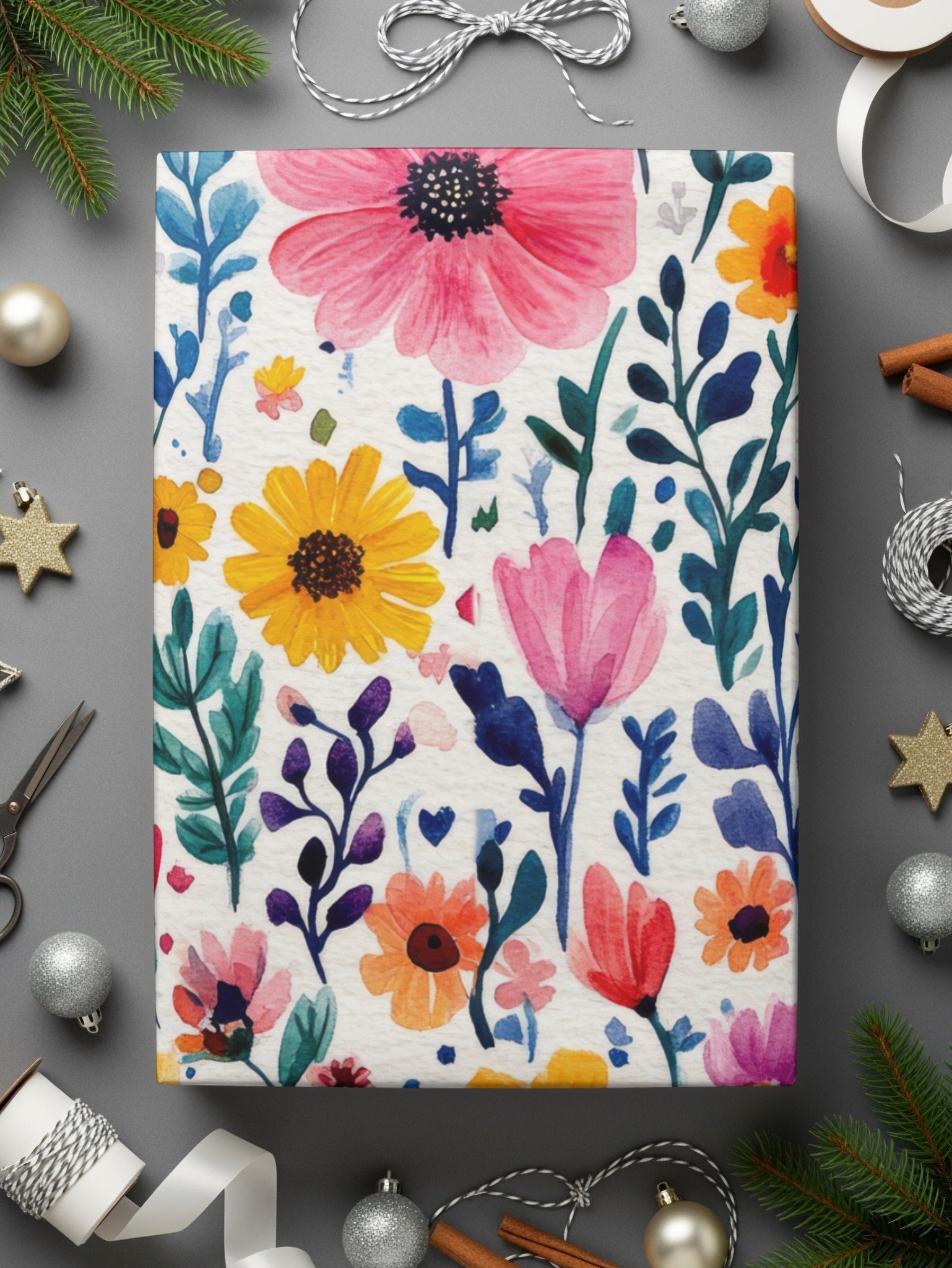 Watercolor Floral Pattern Digital Paper, Seamless Flower Digital File, Colorful Wildflower Repeat Pattern for Fabric, Scrapbook, Craft - Moore and Mountain